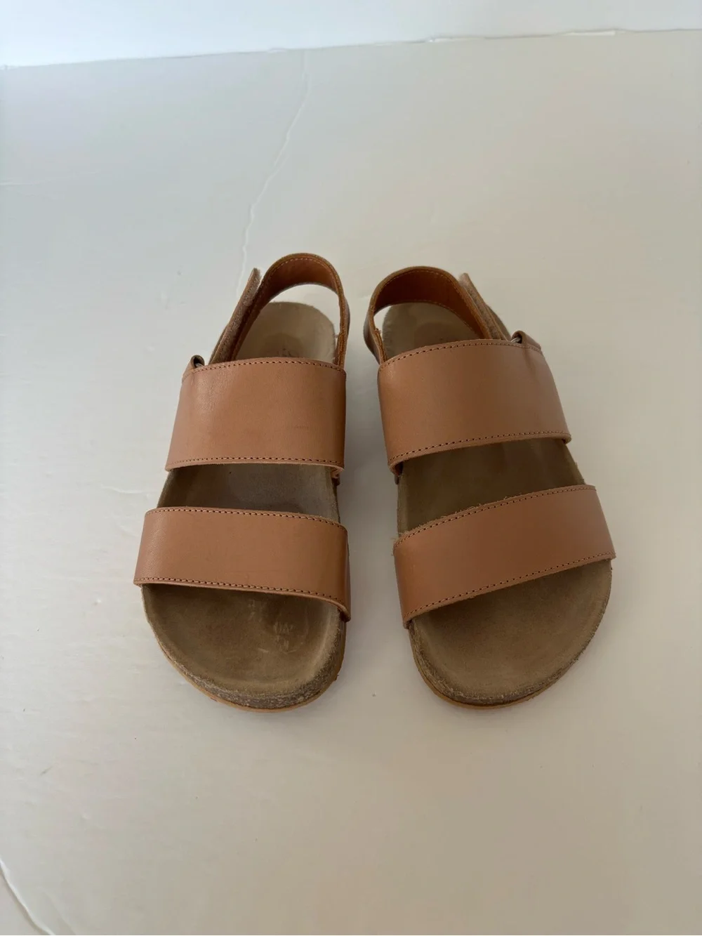 Bonpoint Tan Leather Double-Strap Kids Sandals